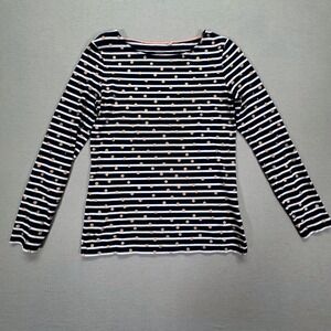 Boden Womens Navy Blue White Striped Gold Polka Dot Long Sleeve Top US 6